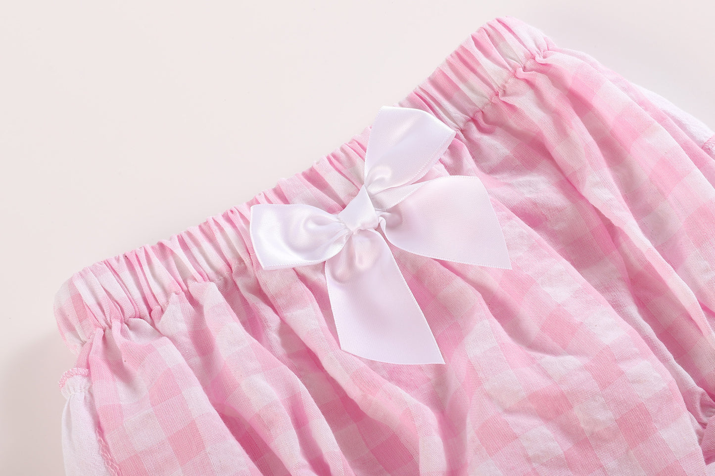 Pink Gingham Top and Ruffle Bloomers Set