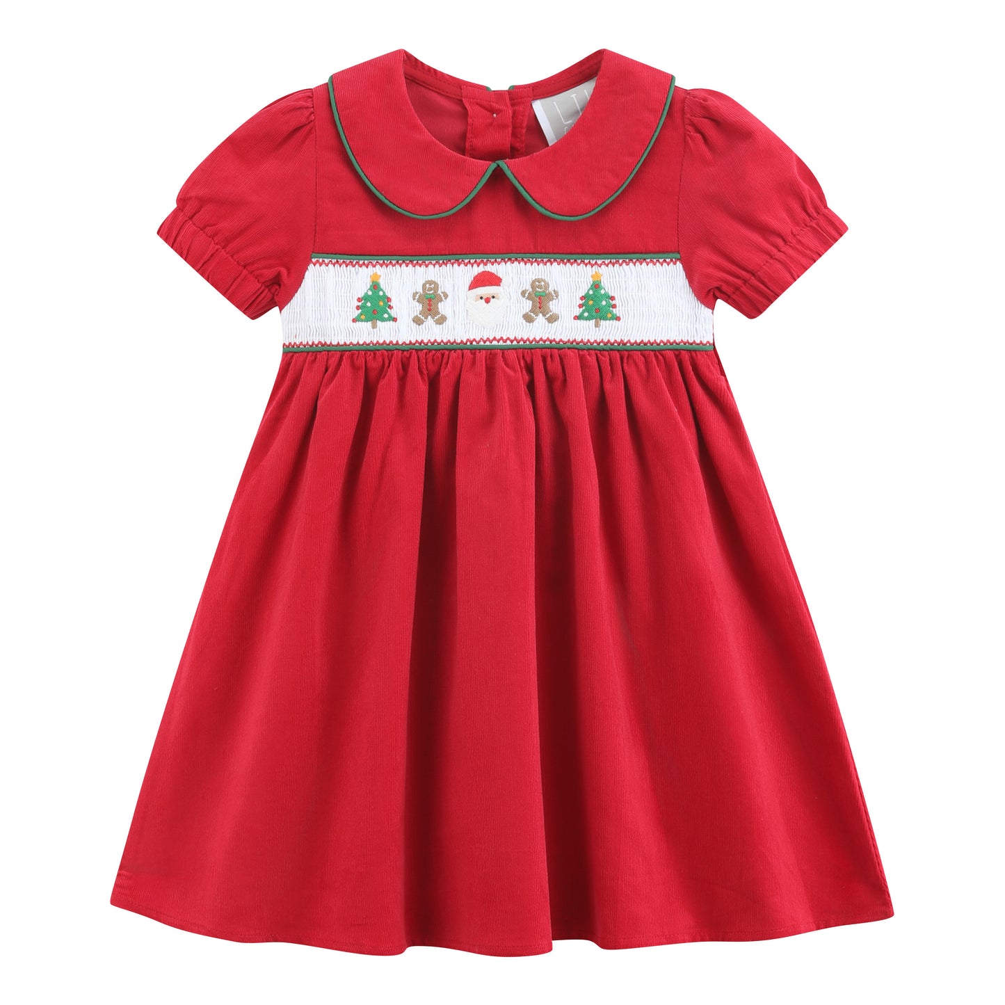 Red Corduroy Christmas Smocked Dress