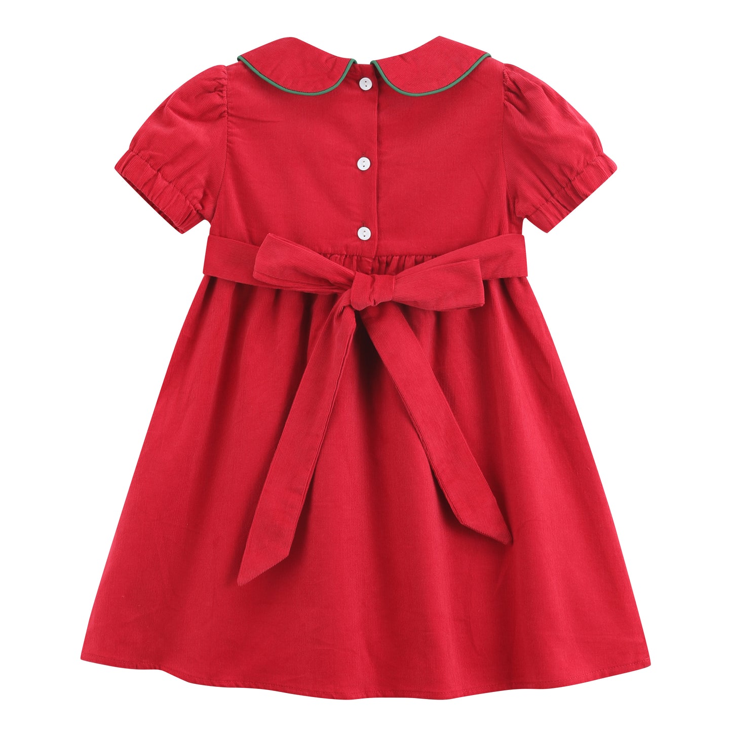 Red Corduroy Christmas Smocked Dress