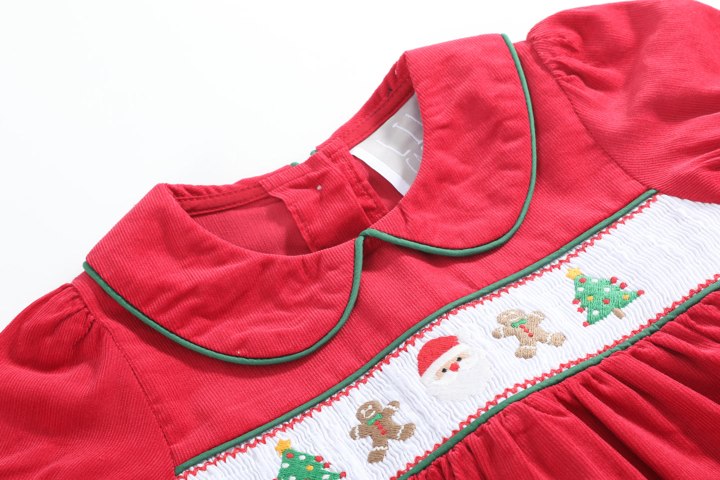 Red Corduroy Christmas Smocked Dress