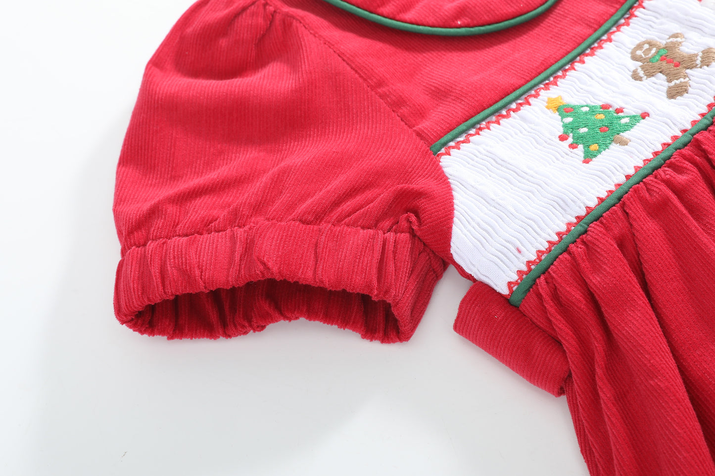 Red Corduroy Christmas Smocked Dress