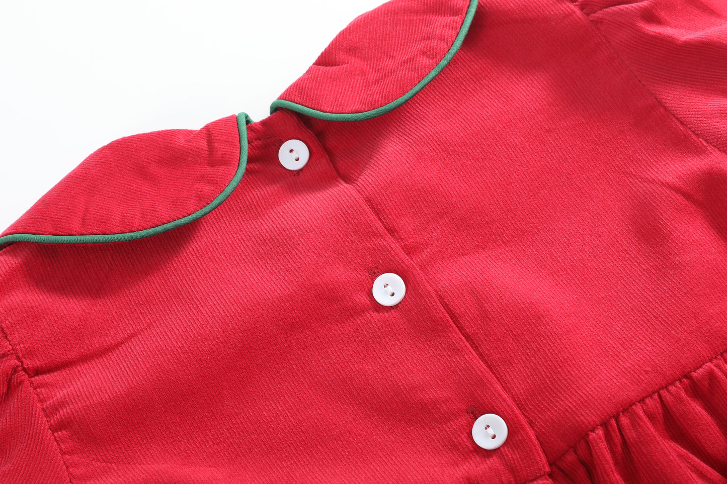 Red Corduroy Christmas Smocked Dress