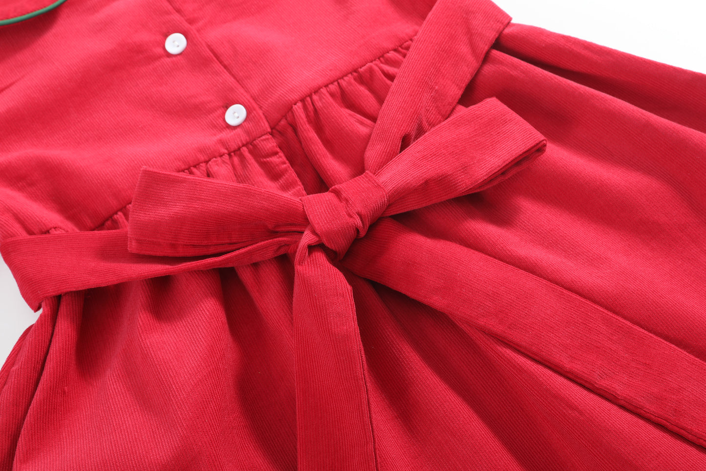 Red Corduroy Christmas Smocked Dress
