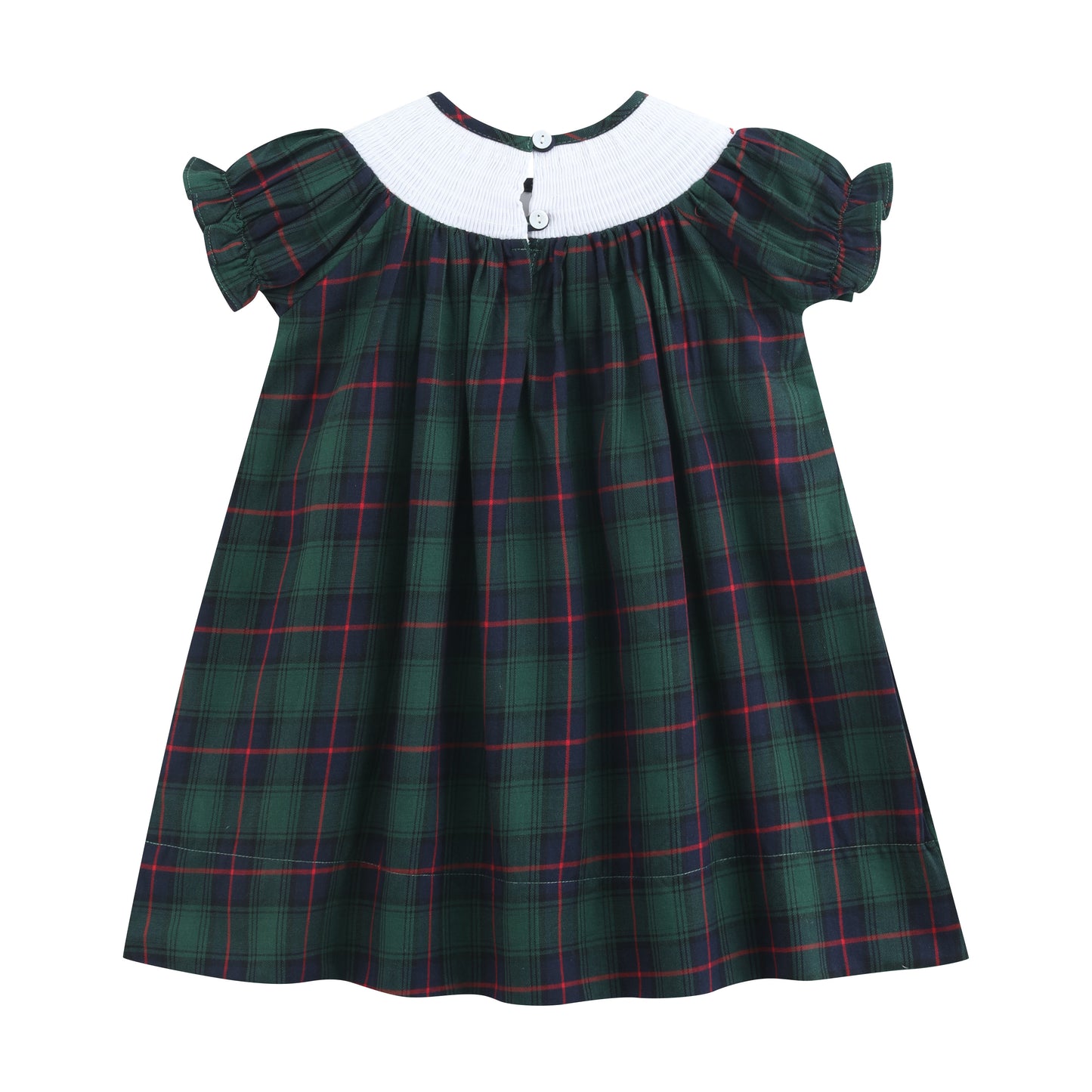 Blue, Green Red Plaid Christmas Santa Smocked Bishop Dress