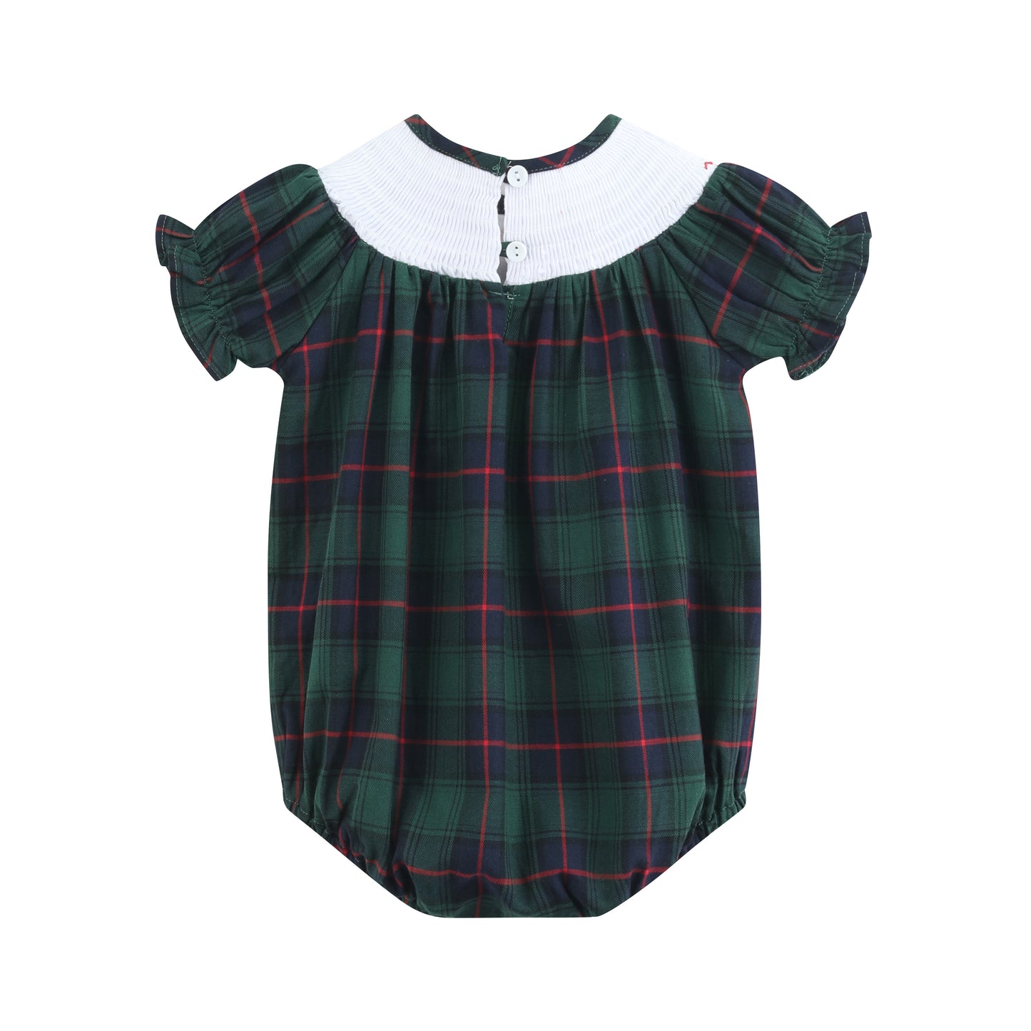 Blue, Green Red Plaid Christmas Santa Smocked Romper