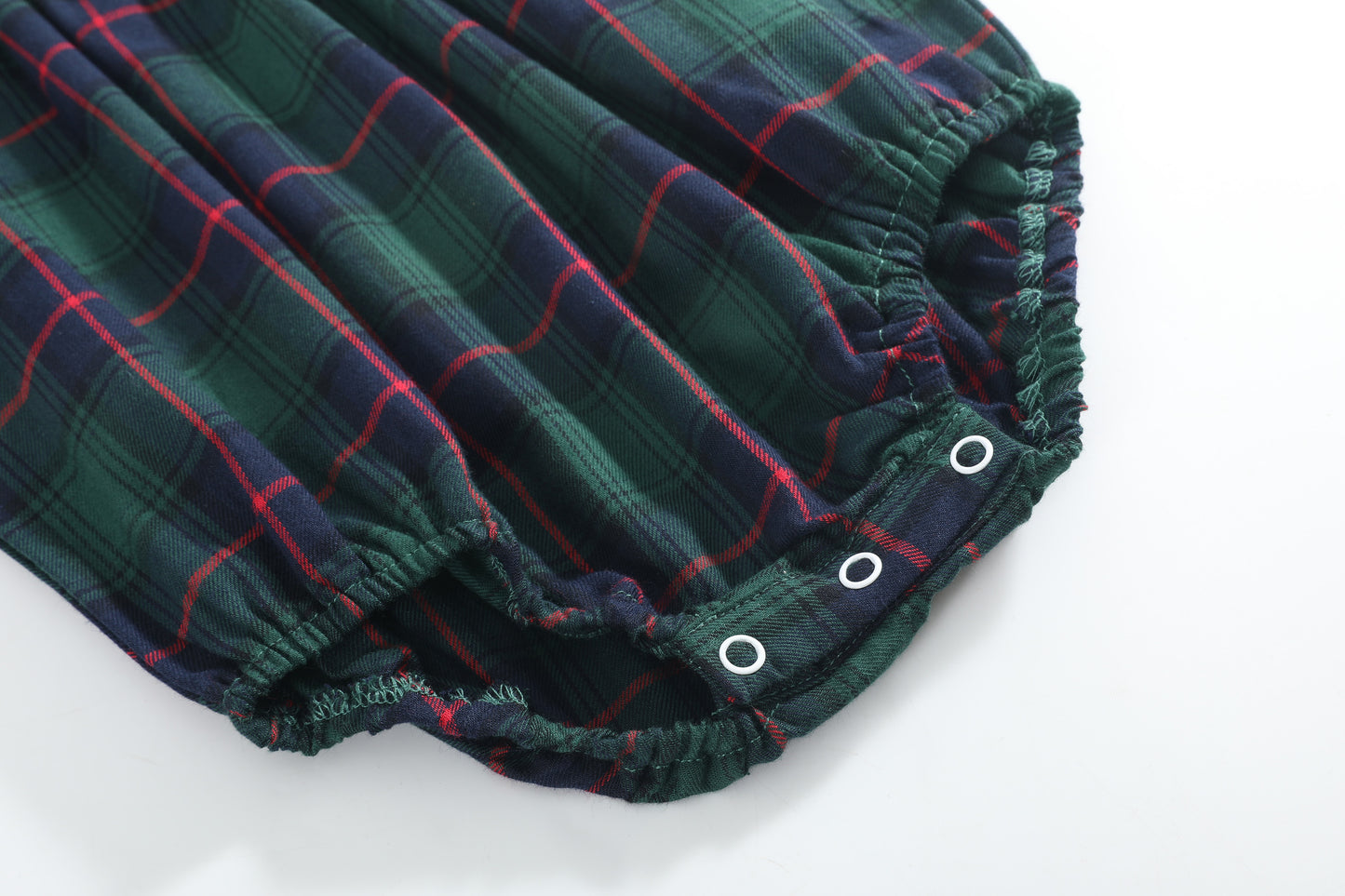 Blue, Green Red Plaid Christmas Santa Smocked Romper