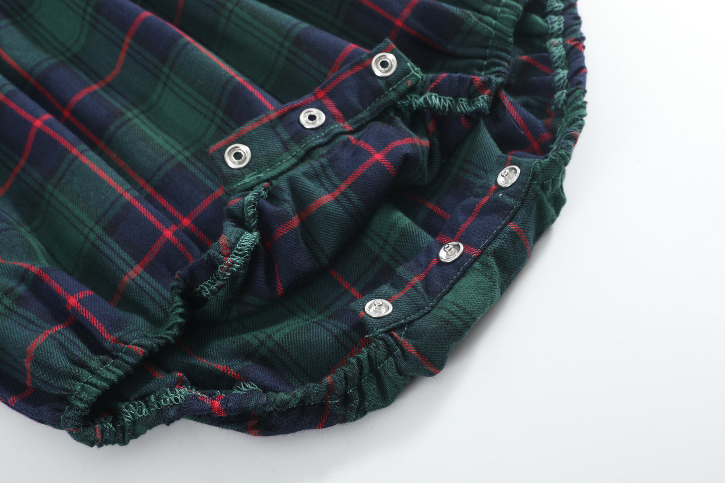 Blue, Green Red Plaid Christmas Santa Smocked Romper