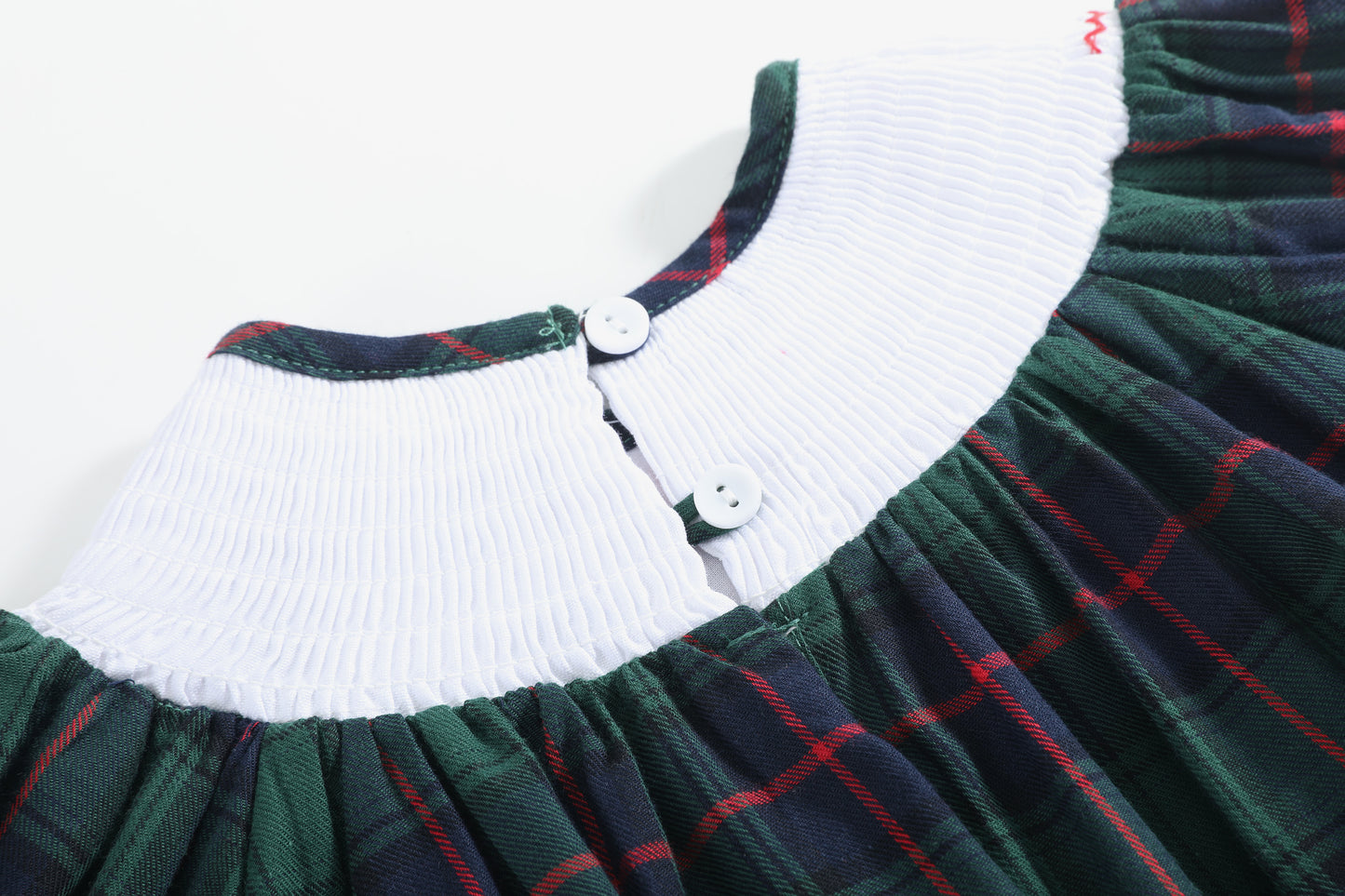 Blue, Green Red Plaid Christmas Santa Smocked Romper