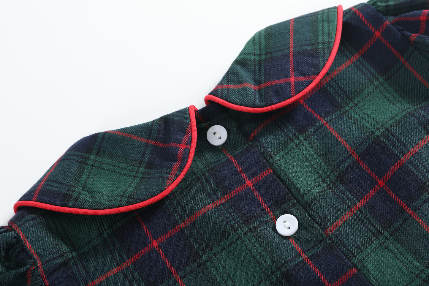 Blue, Green Red Plaid Smocked Collared Dress
