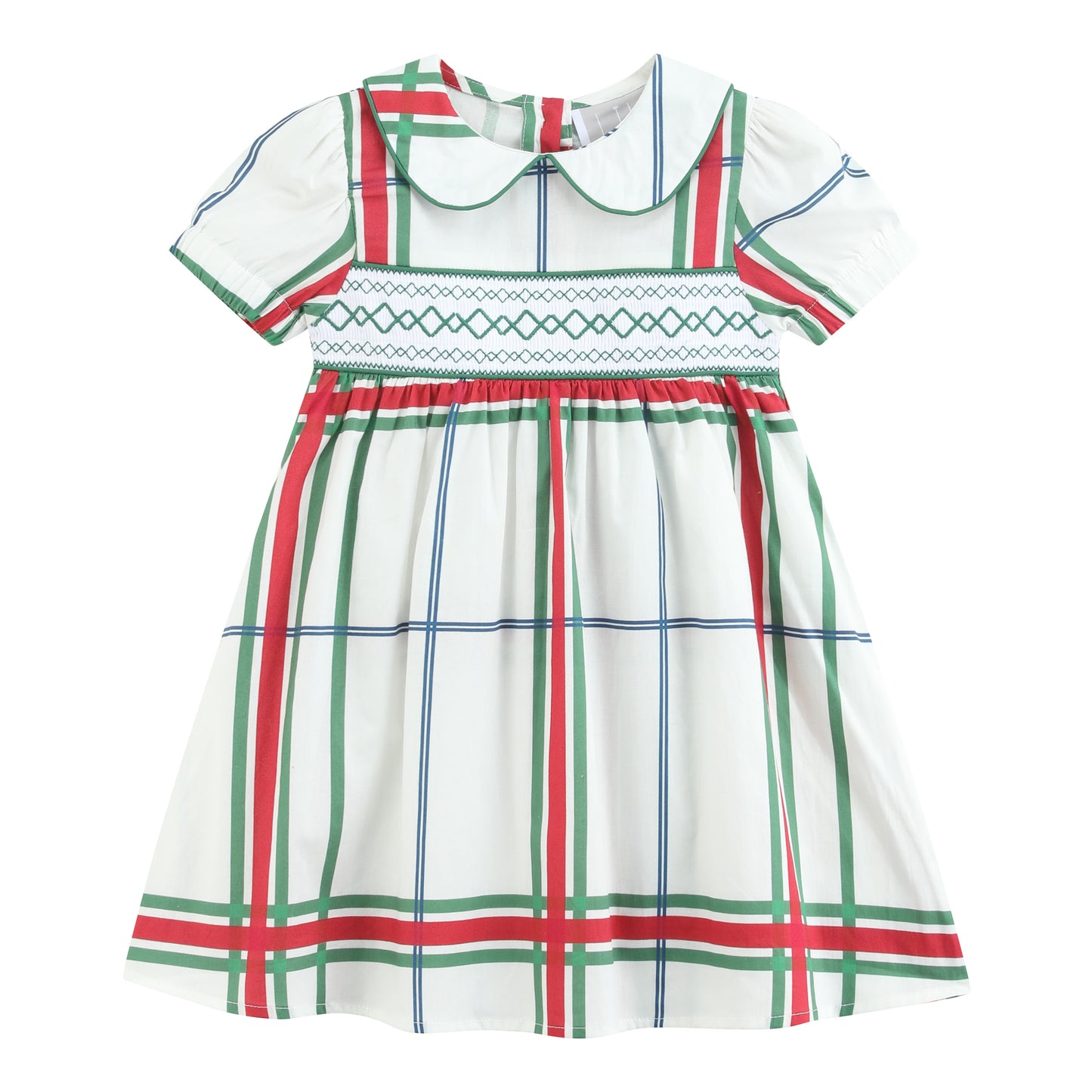 Christmas Plaid Smocked Collar Dress