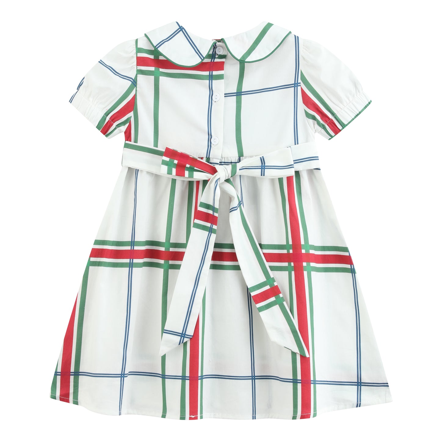 Christmas Plaid Smocked Collar Dress