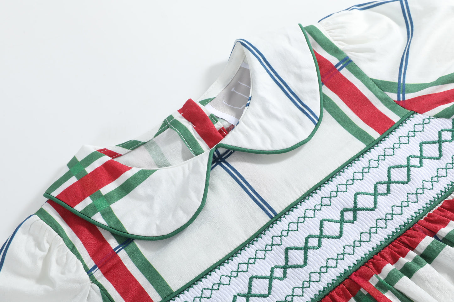 Christmas Plaid Smocked Collar Dress