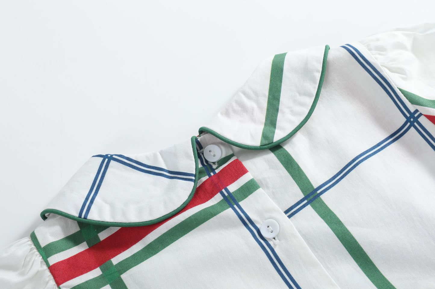 Christmas Plaid Smocked Collar Dress