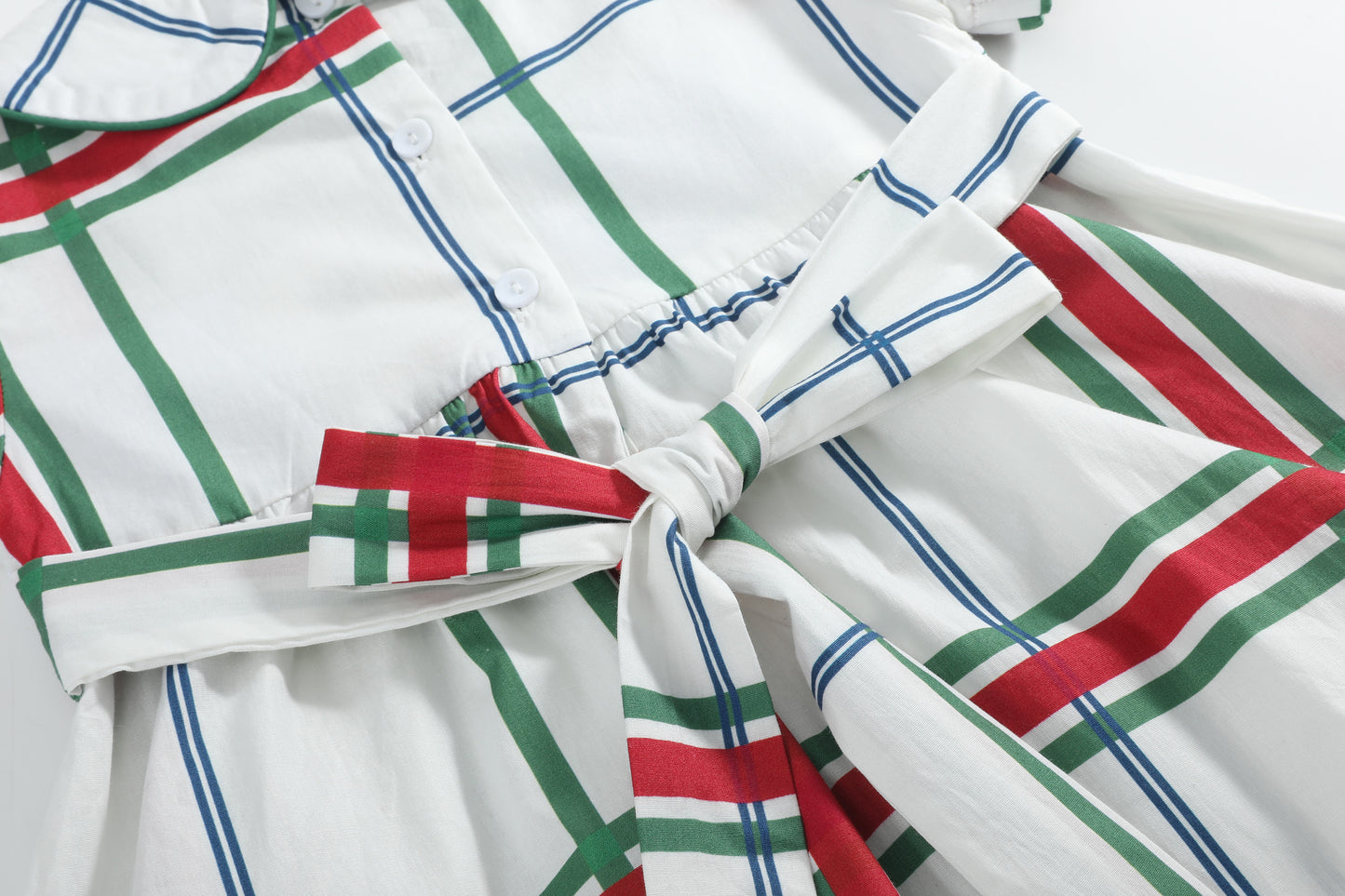 Christmas Plaid Smocked Collar Dress