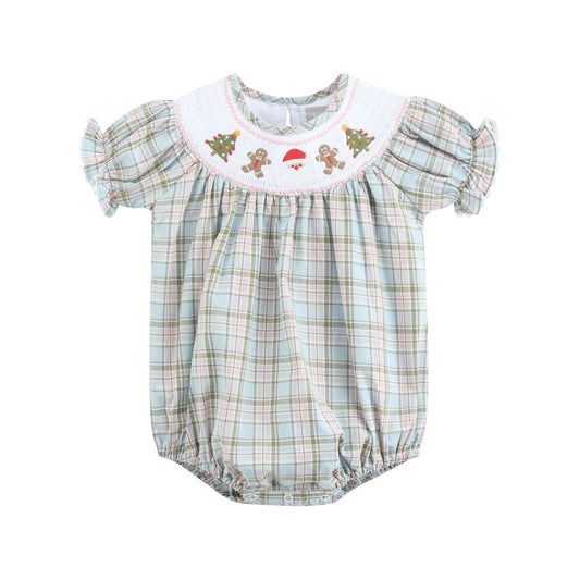 Pinkmas Plaid Christmas Smocked Romper
