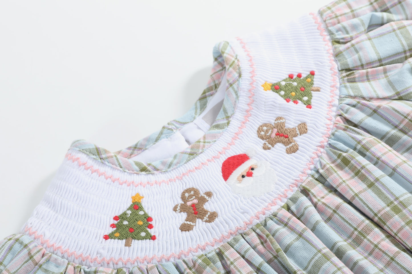Pinkmas Plaid Christmas Smocked Romper