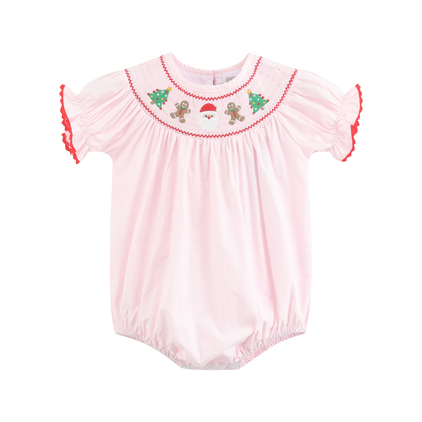 Pink Christmas Smocked Romper