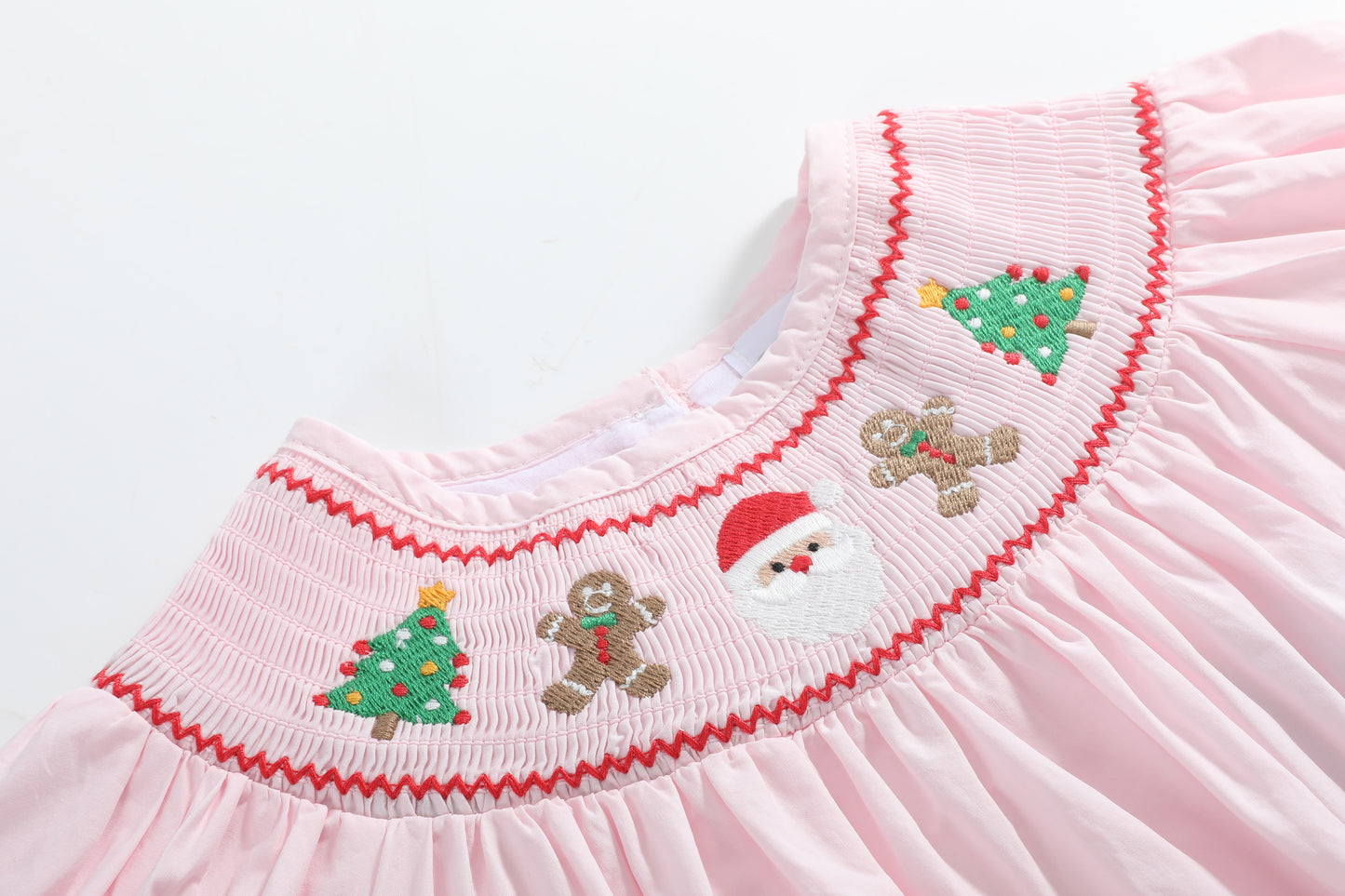 Pink Christmas Smocked Romper