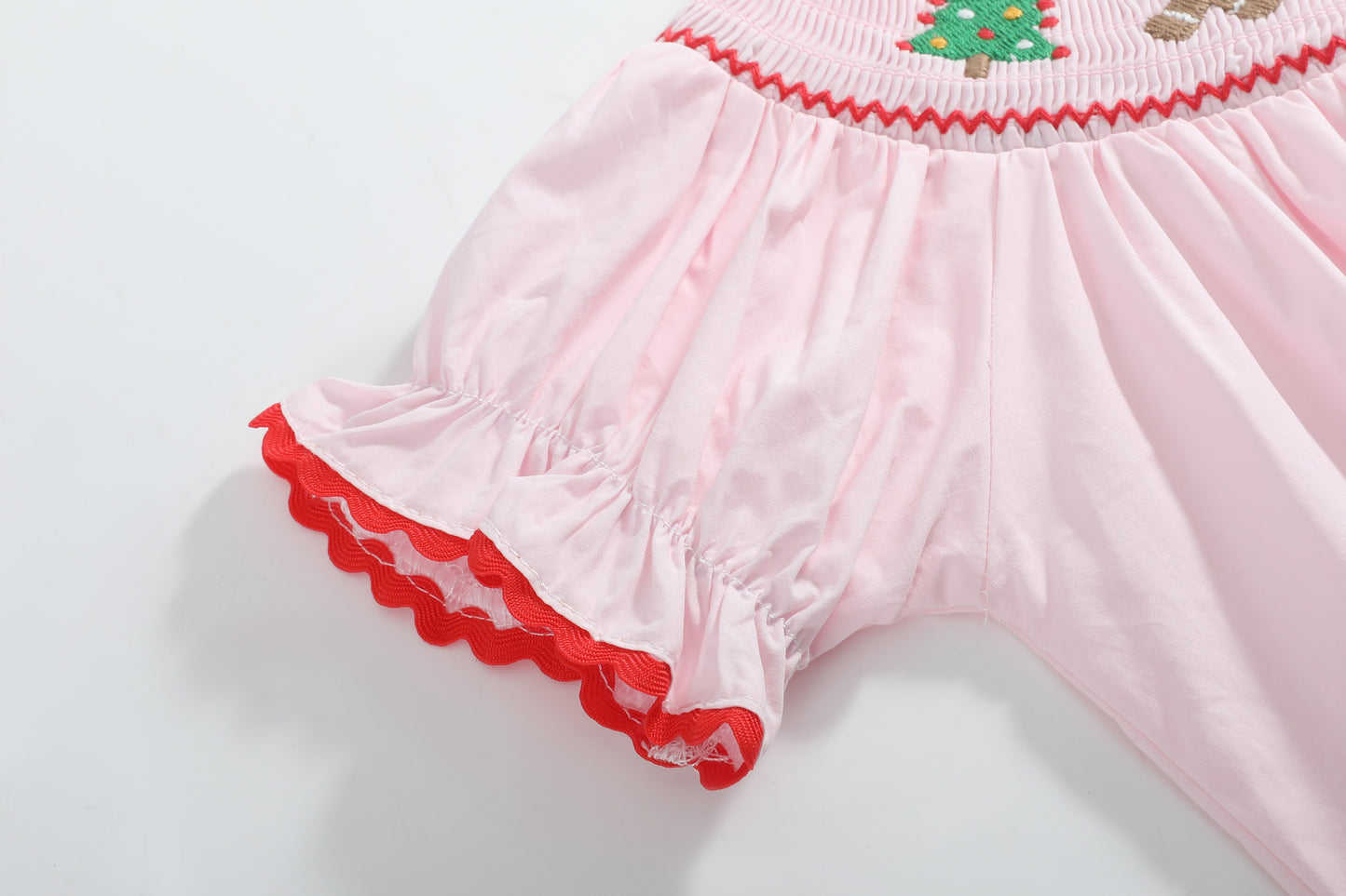 Pink Christmas Smocked Romper