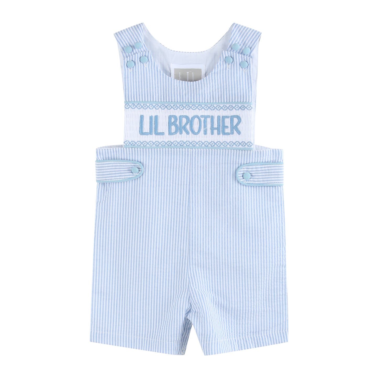 Light Blue Seersucker Lil Brother Smocked Jon Jons