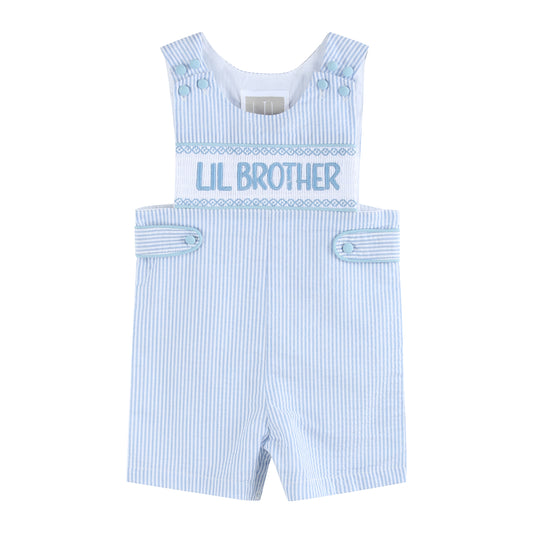 Light Blue Seersucker Lil Brother Smocked Jon Jons