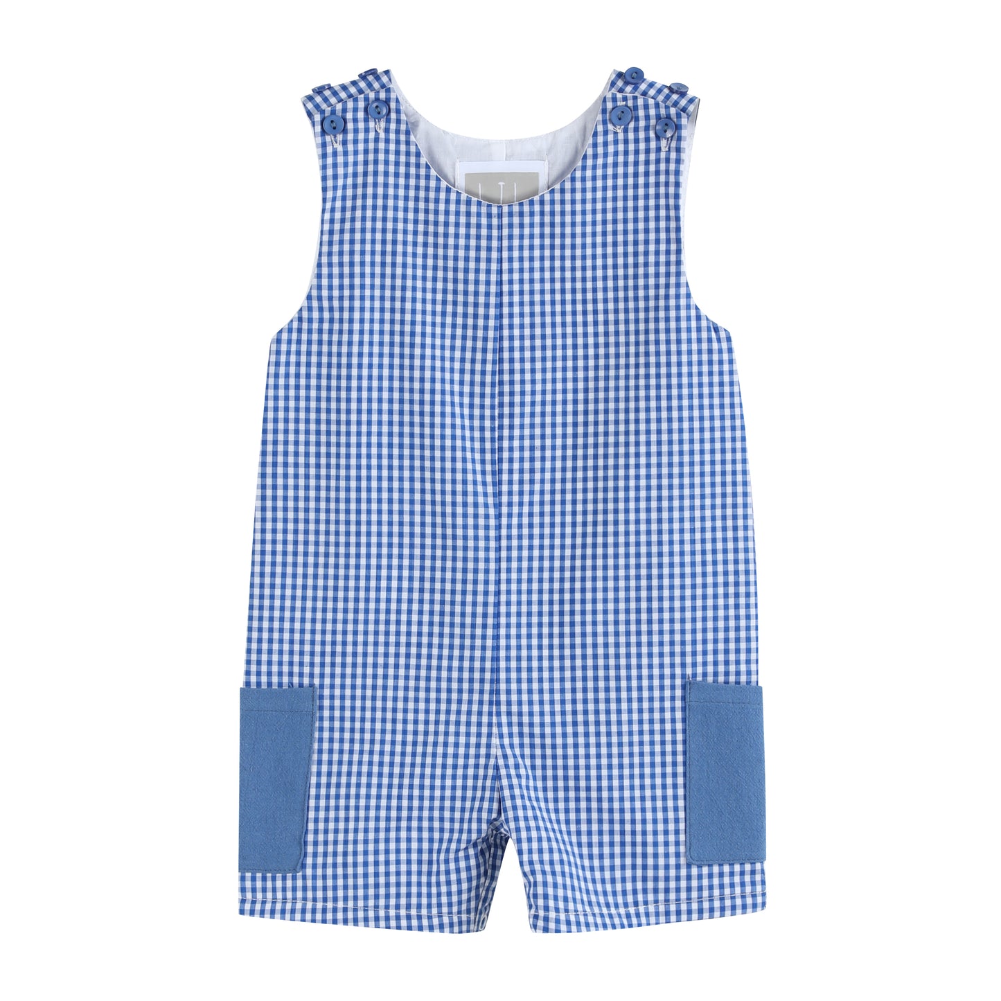 Royal Blue Gingham Pocket Shortalls