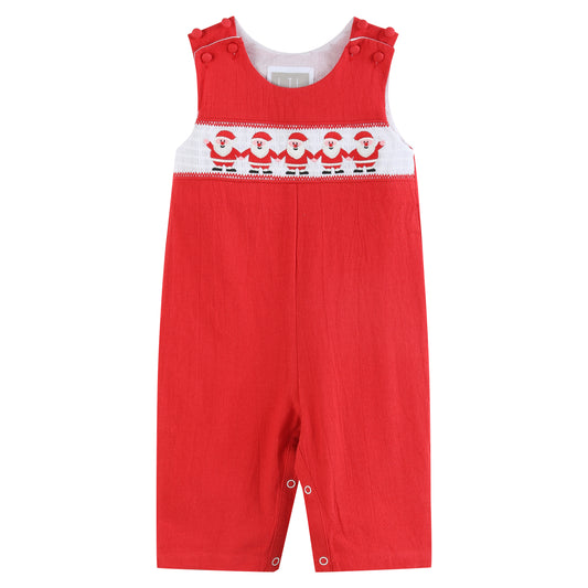 Red Santa Smocked Overalls