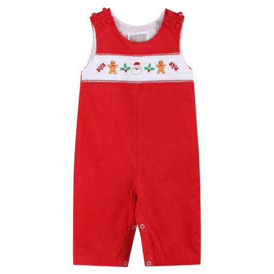 Red Velvet Christmas Smocked Overalls