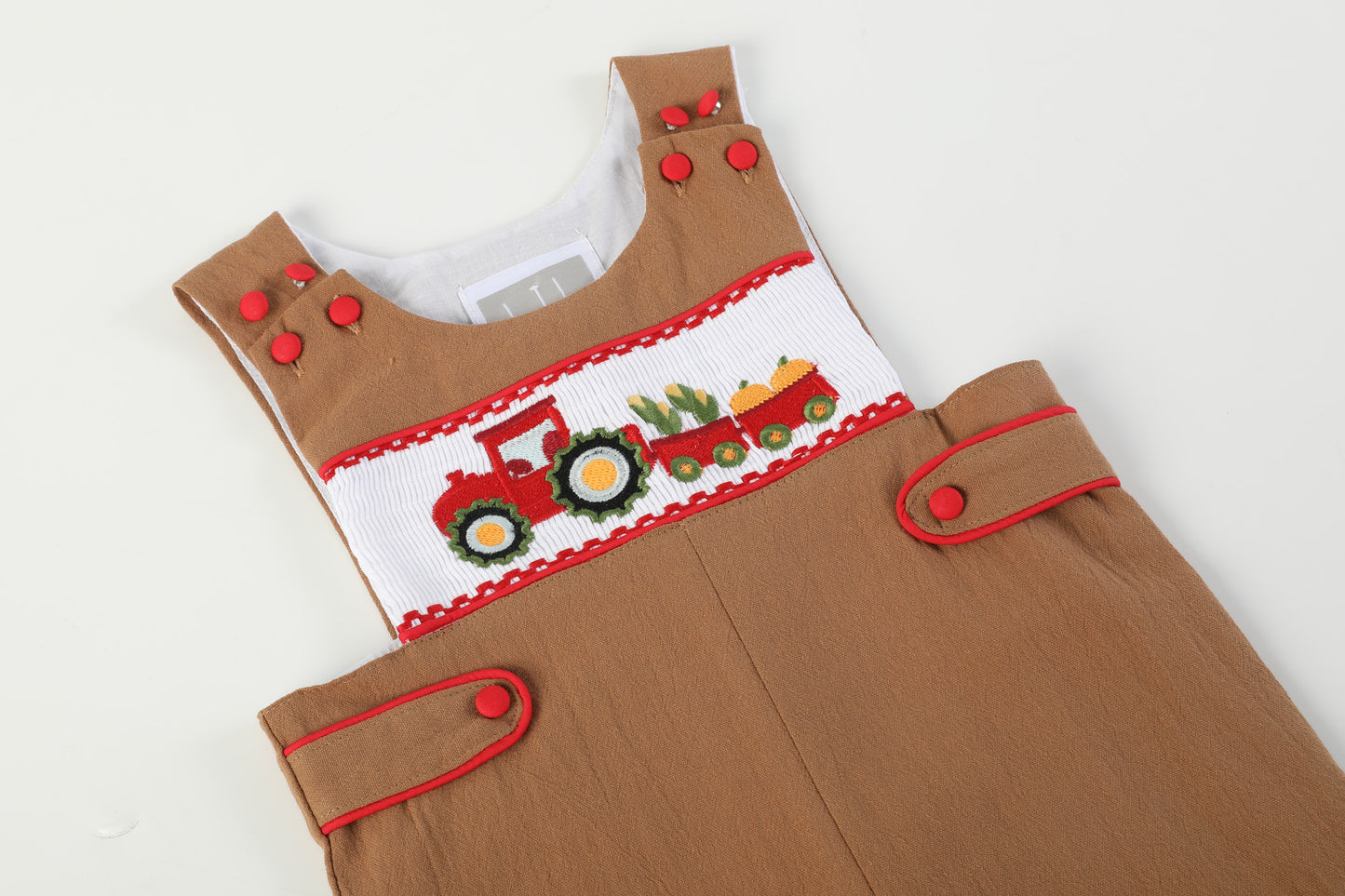 Brown Tractor Harvest Smocked Jon Jons