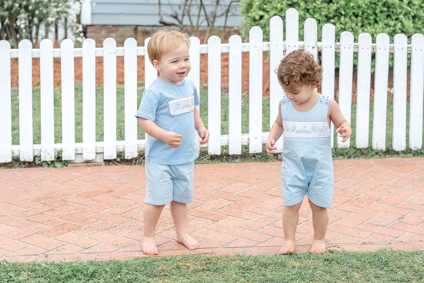 Light Blue Easter Smocked Shortalls