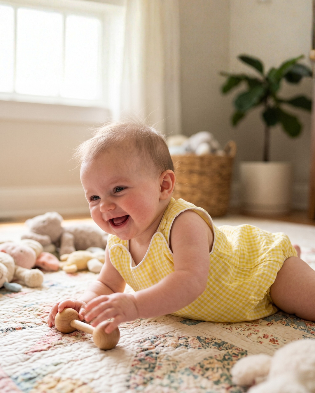 Classic Yellow Gingham Bubble Romper