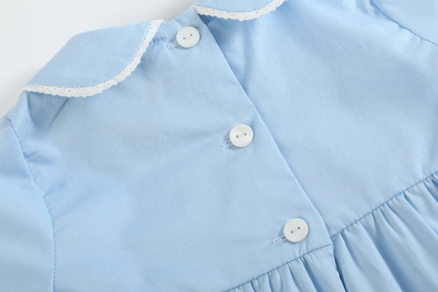 Light Blue Collared Button Romper with Bonnet
