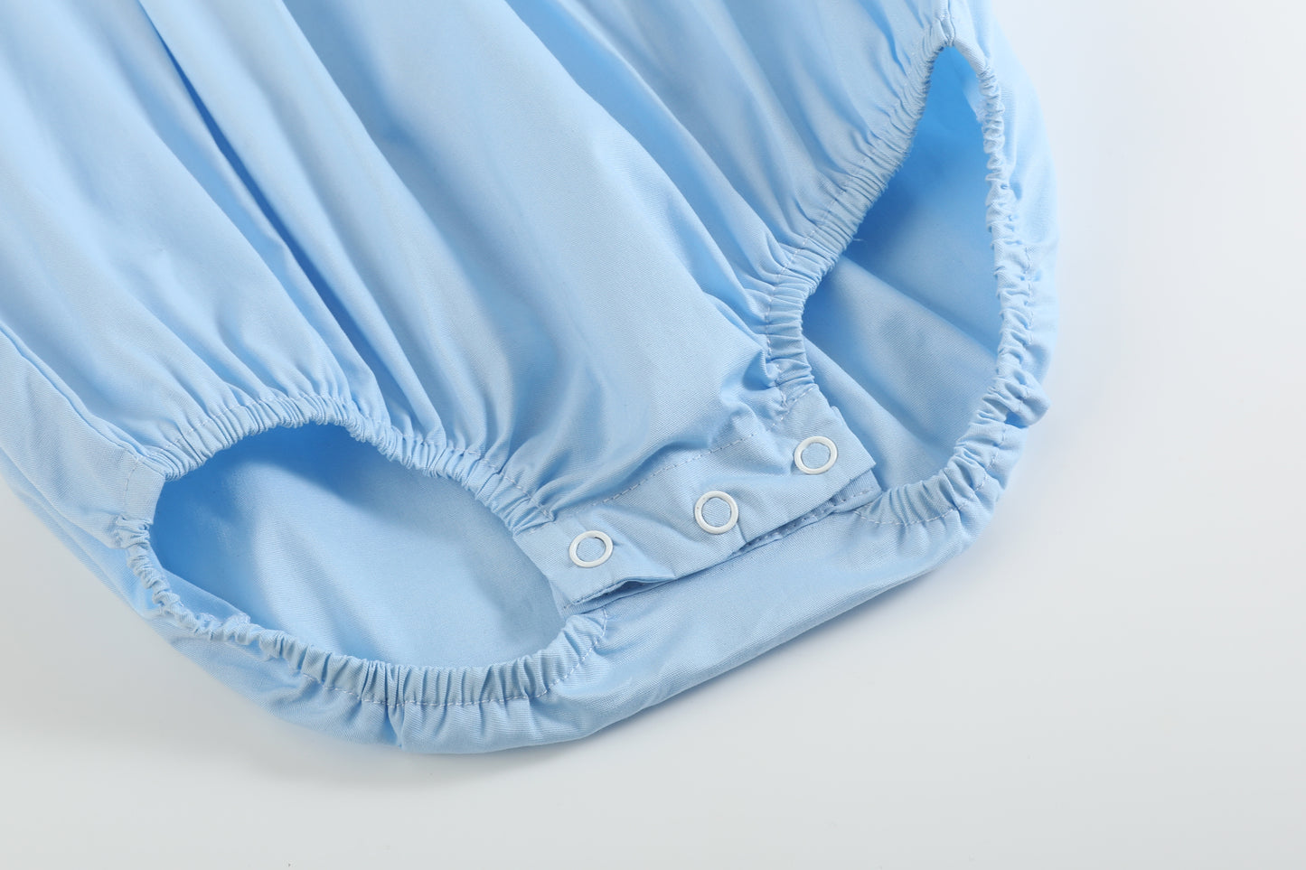 Light Blue Collared Button Romper with Bonnet