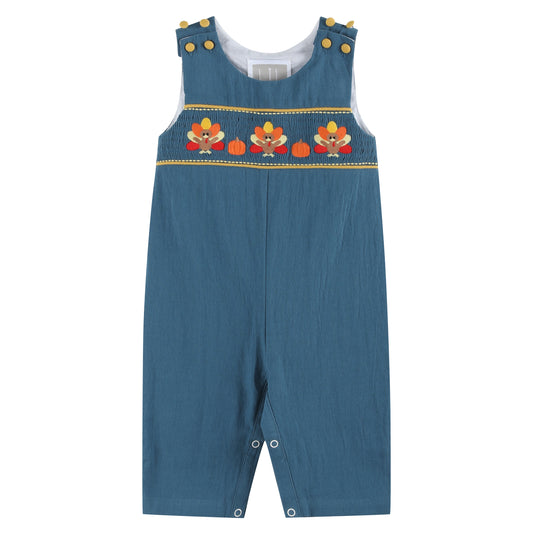 Cobalt Blue Turkey Smocked Overalls