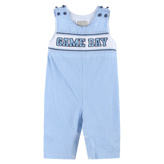 Light Blue Gingham Game Day Overalls