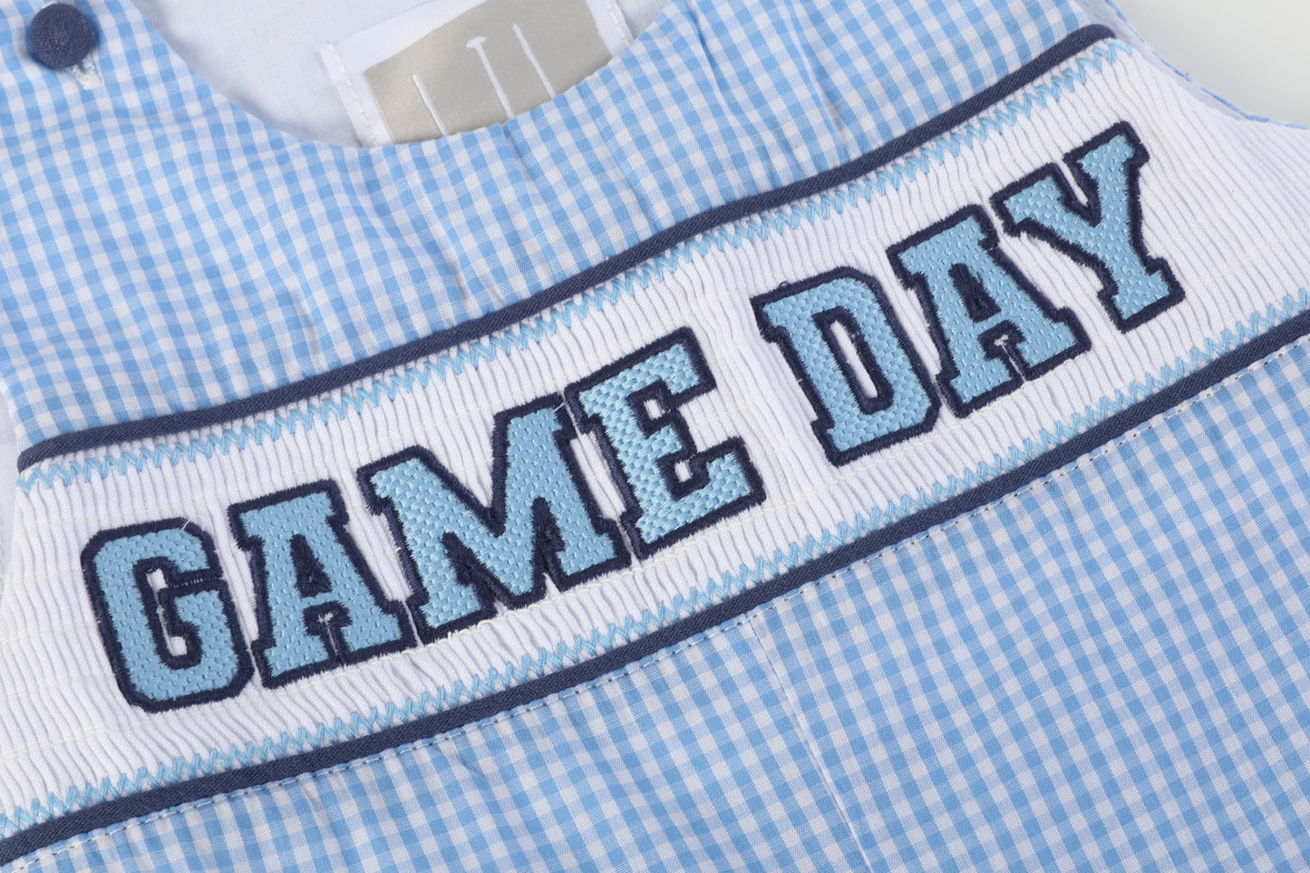 Light Blue Gingham Game Day Overalls