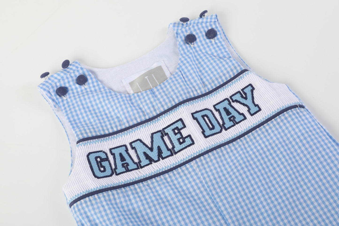 Light Blue Gingham Game Day Overalls