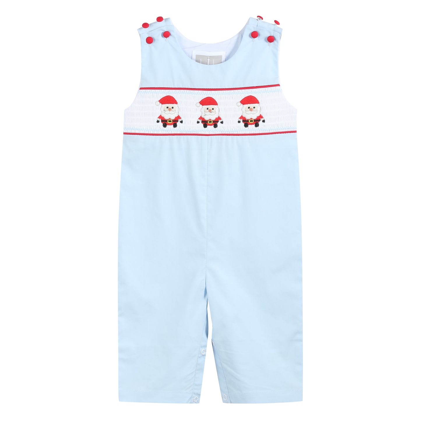 Light Blue Santa Smocked Overalls