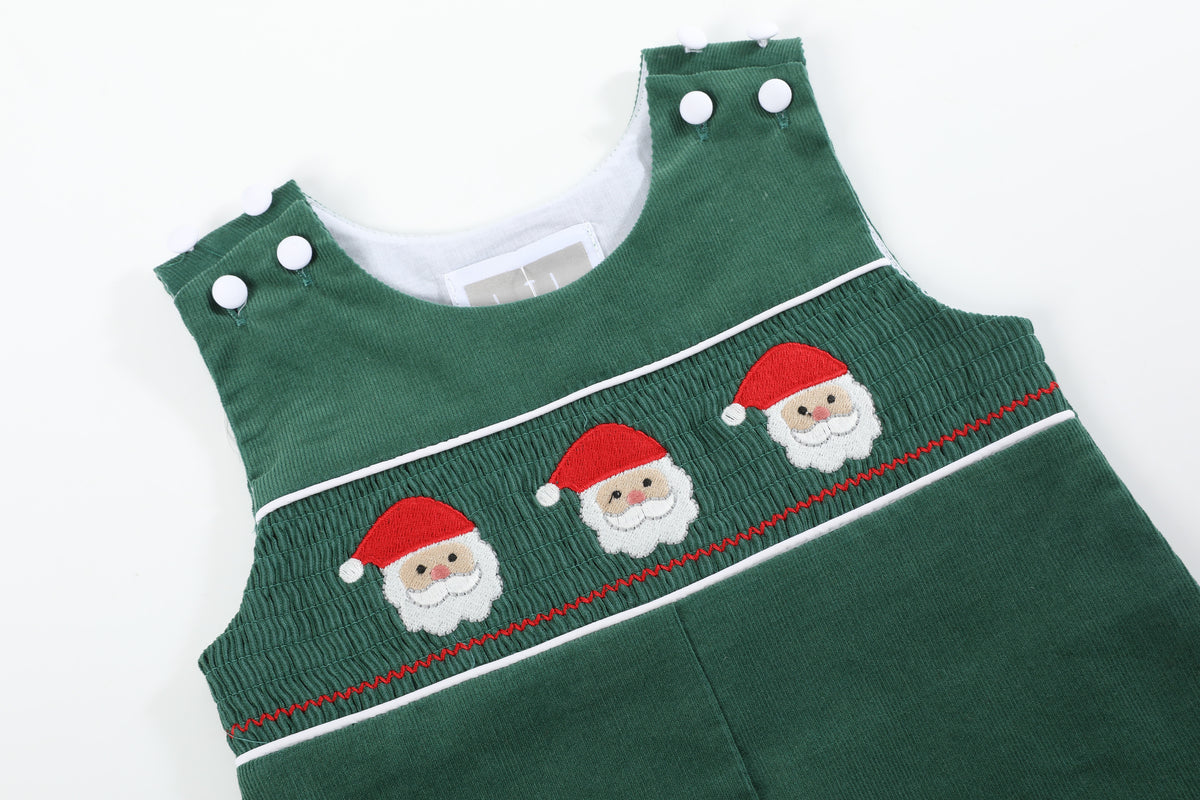 Green Corduroy Santa Smocked Longall