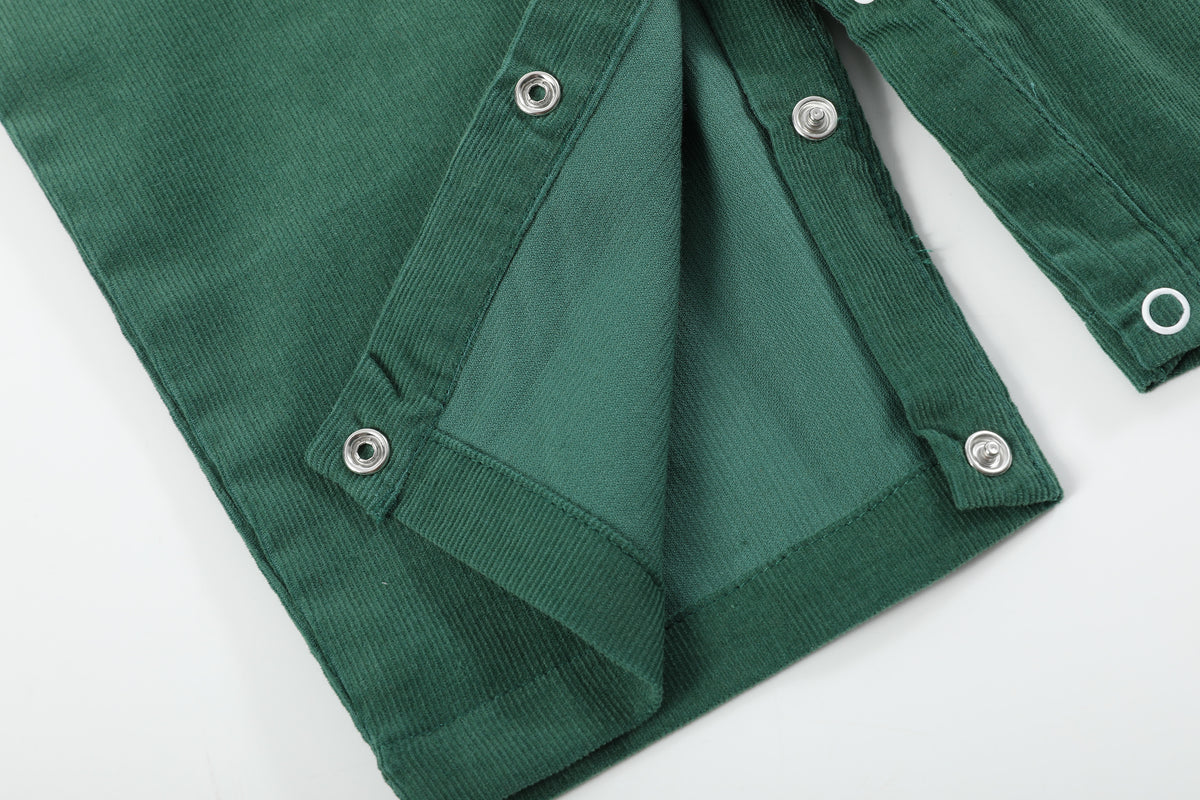 Green Corduroy Santa Smocked Longall