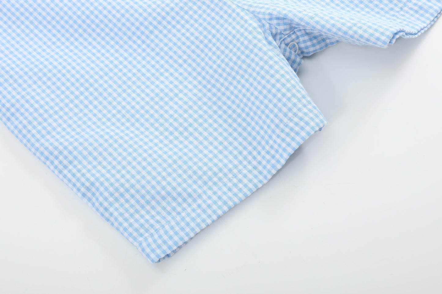 Light Blue Gingham Easter Bunny Applique Shortalls