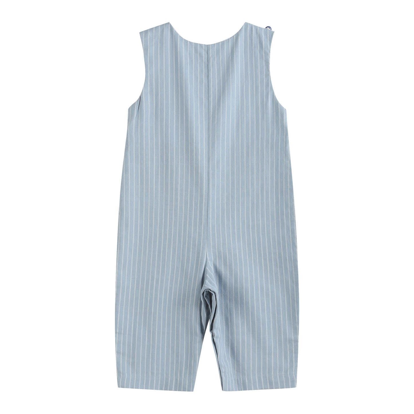 Blue Pinstripe Mallard Duck Smocked Overalls