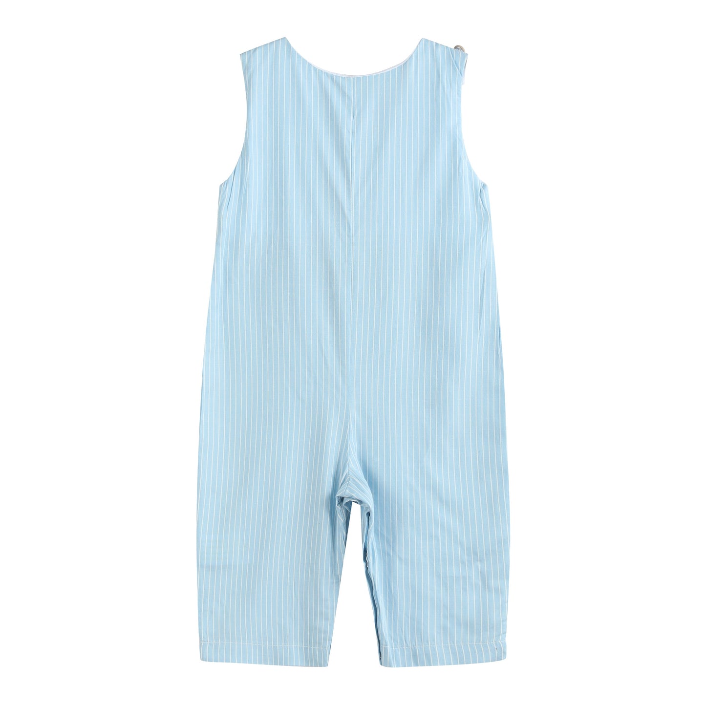 Blue Gingham Train Smocked Overalls