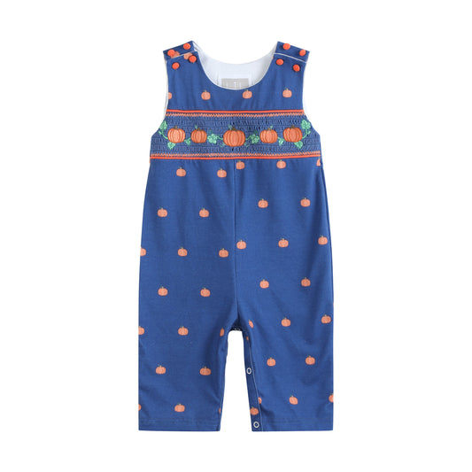 Blue Pumpkin Print Knit Smocked Longalls