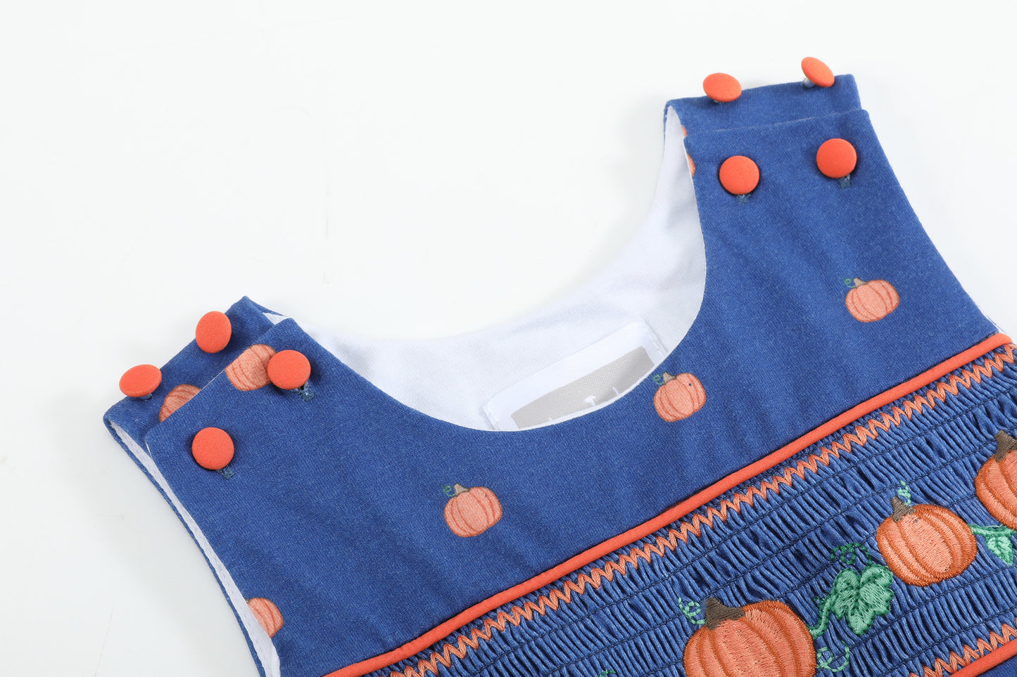 Blue Pumpkin Print Knit Smocked Longalls