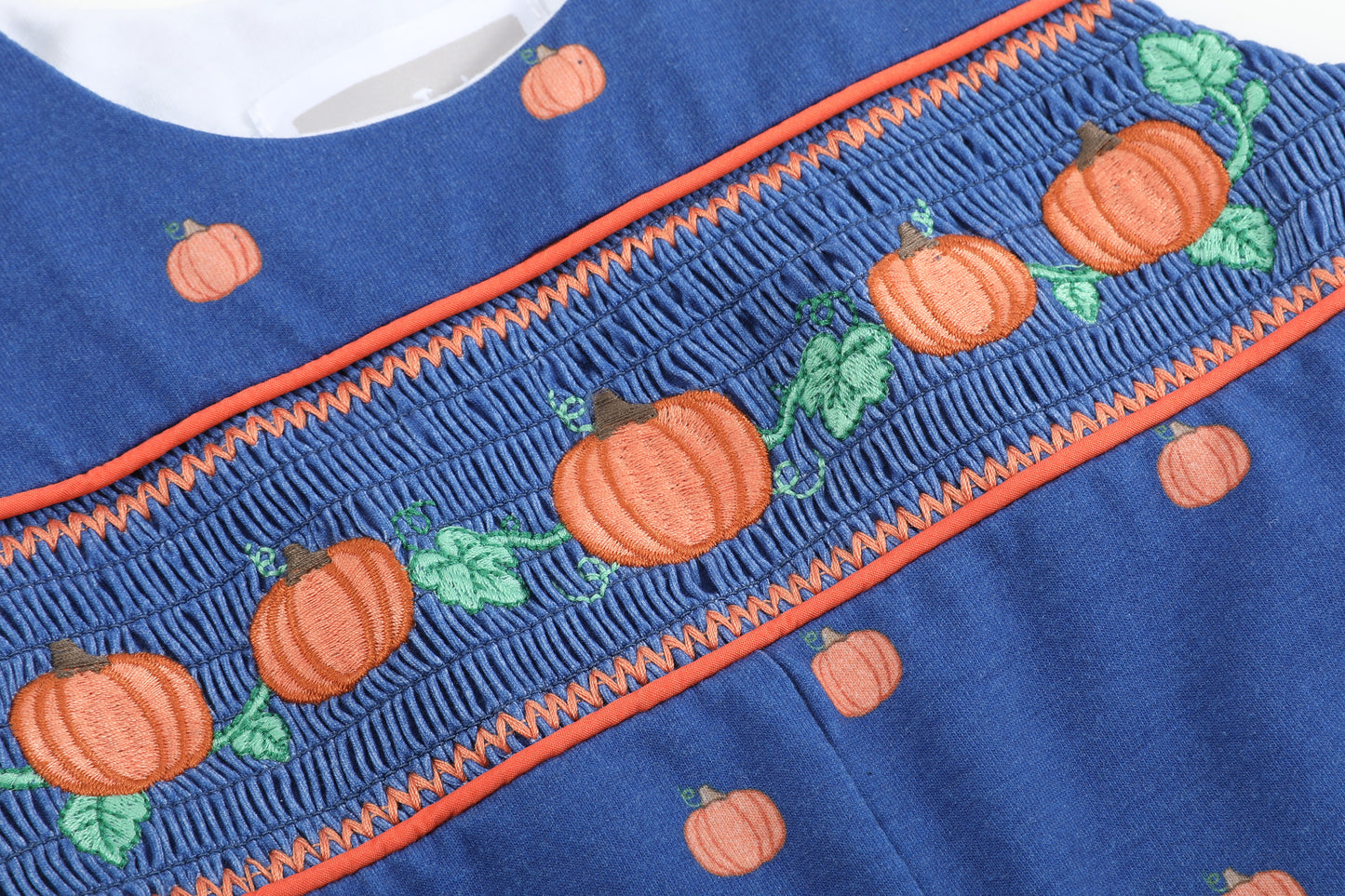 Blue Pumpkin Print Knit Smocked Longalls