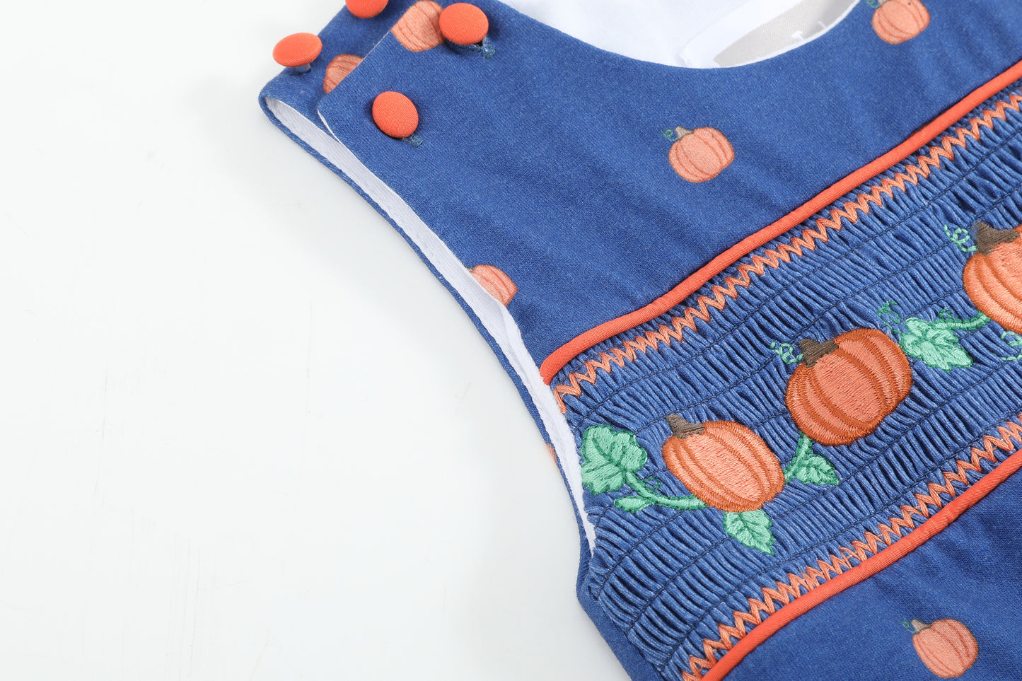Blue Pumpkin Print Knit Smocked Longalls