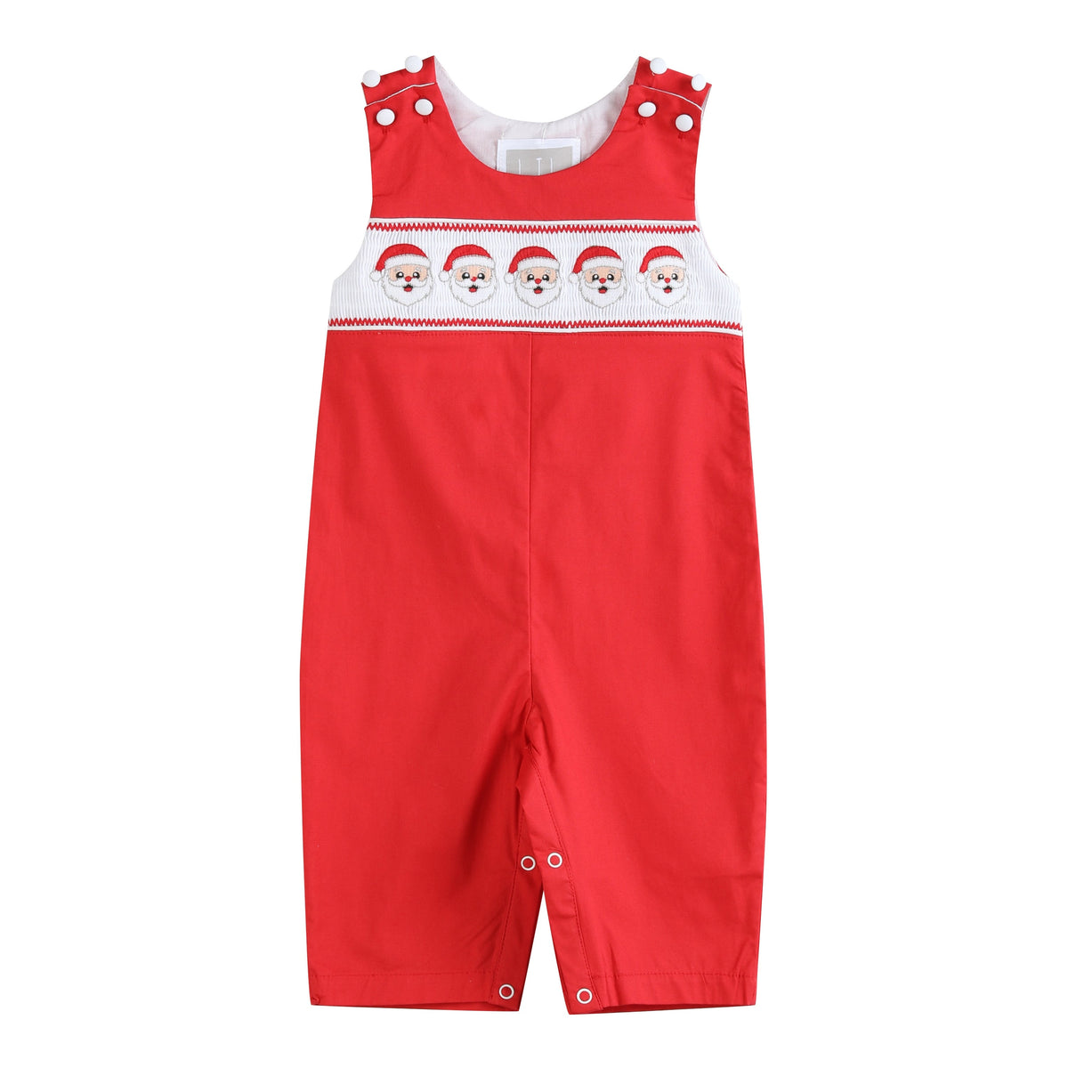 Santa Red Smocked Overalls