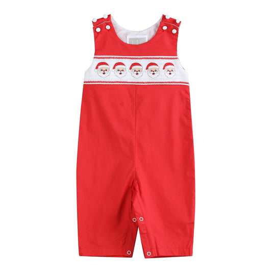 Santa Red Smocked Overalls
