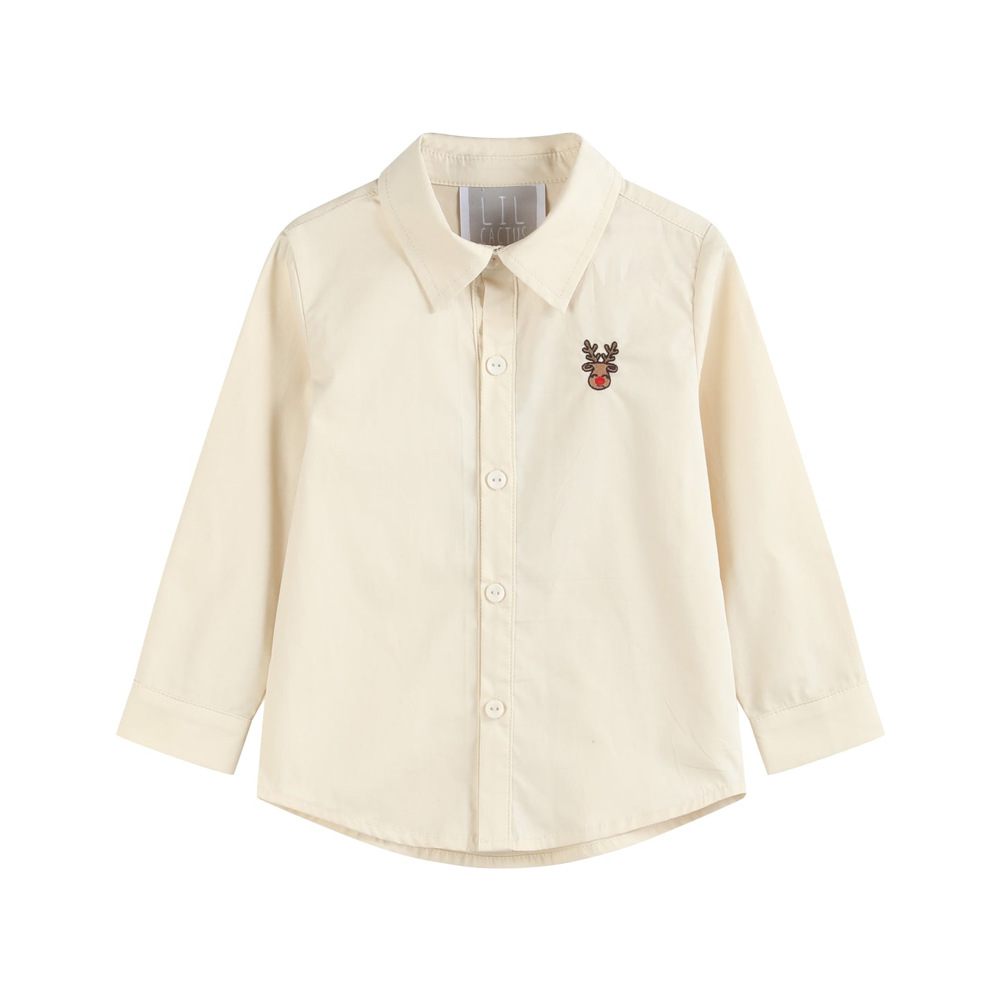 Sand Beige Reindeer Dress Shirt